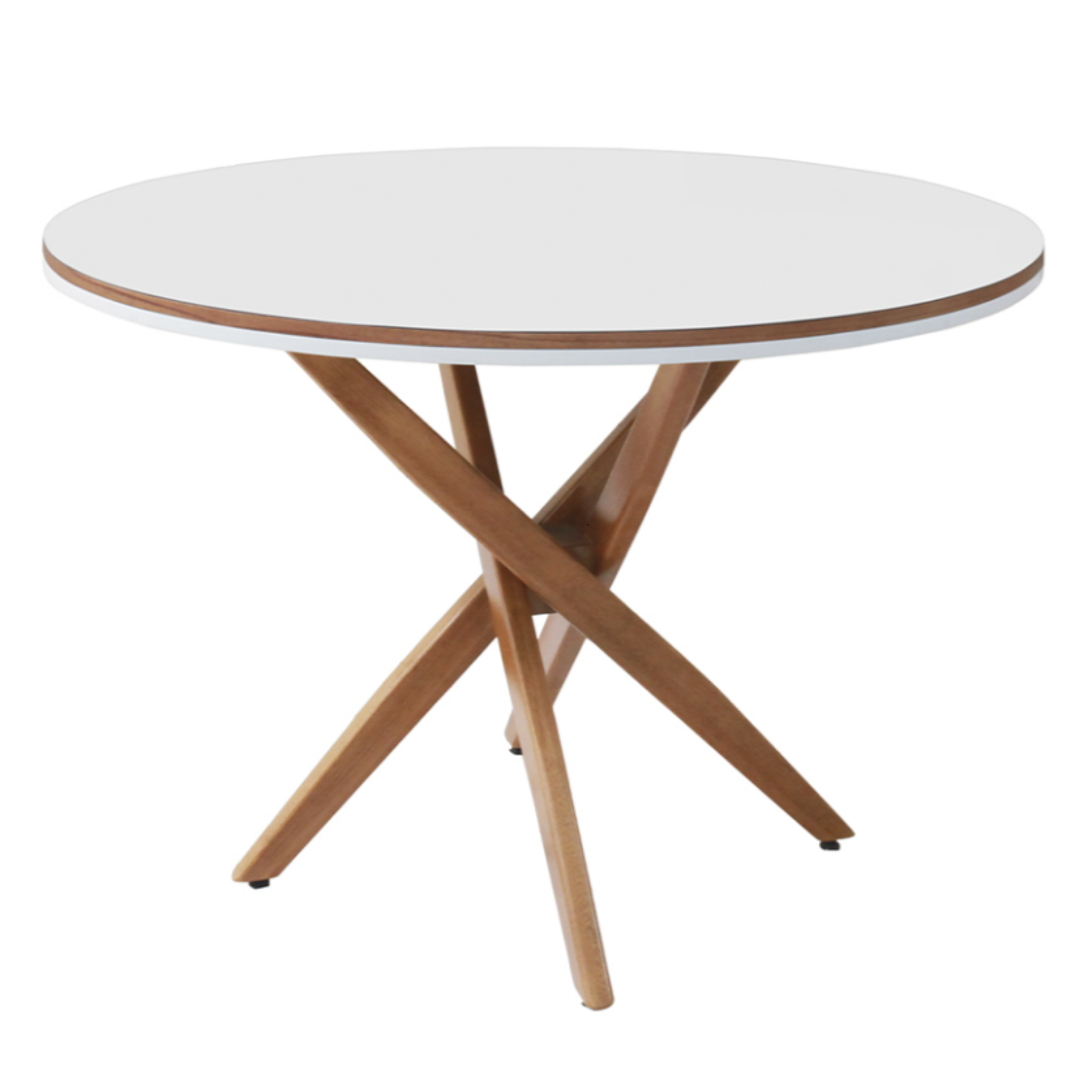 Mesa Atraente Redonda com Base Cruzada - Tampo Laca Off-White 1,20