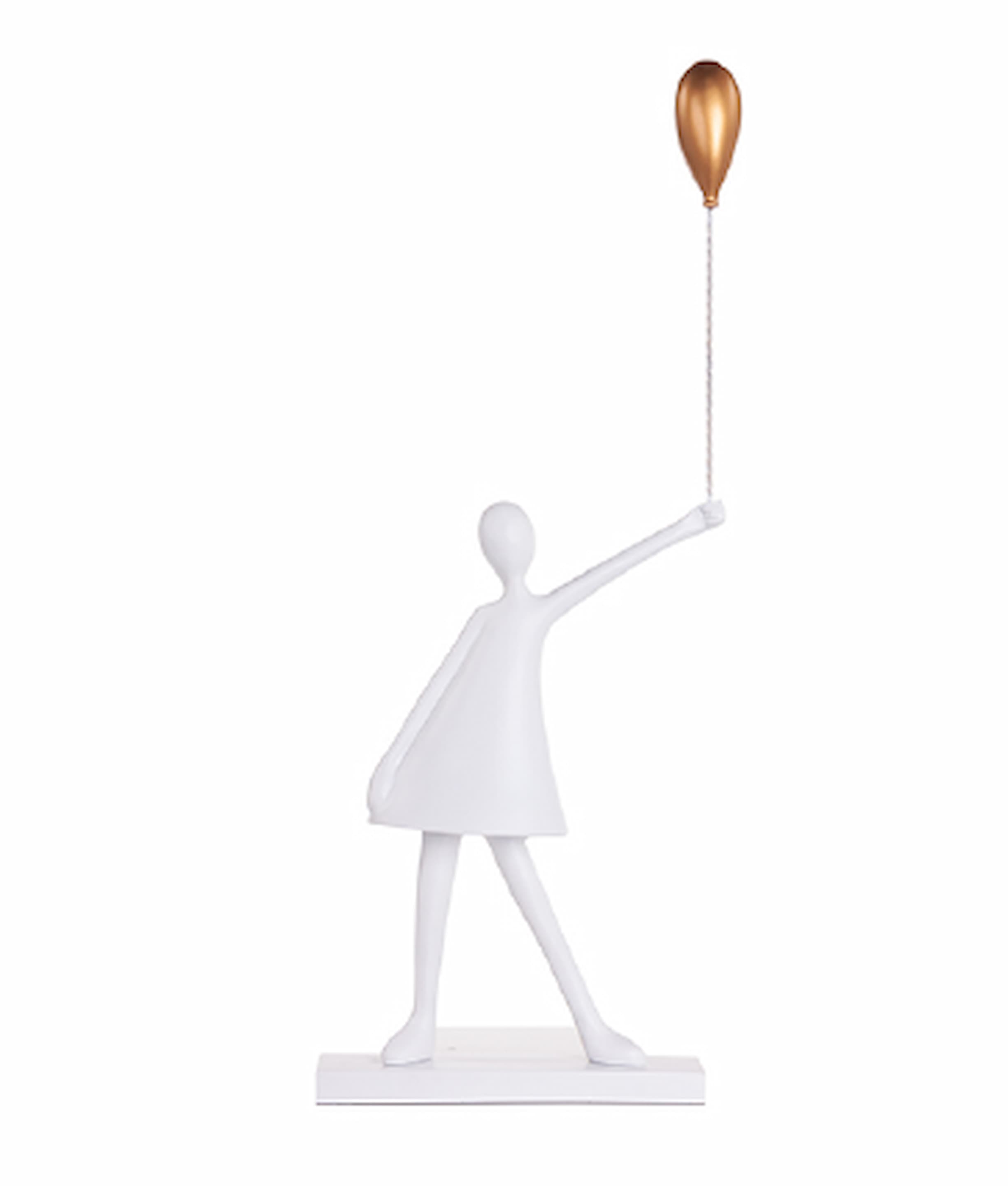 Escultura Decorativa "Sonhadora com Balão Dourado" – Modali Design